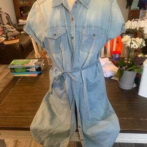 Light Blue Denim Shirt Dress
